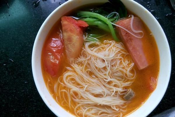 西红柿青菜火腿汤面的做法图解5