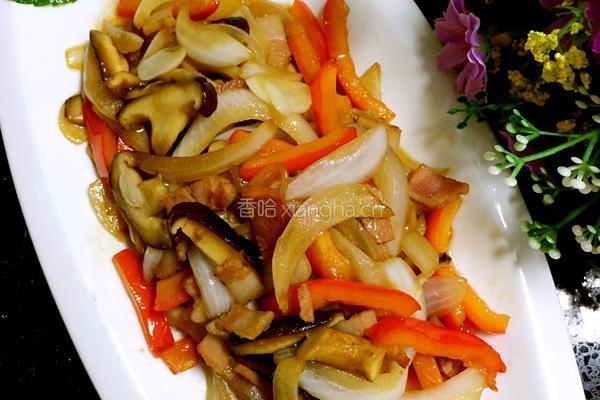 香菇培根炒时蔬的做法图解5