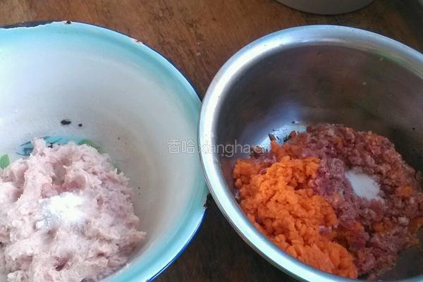 牛肉胡萝卜馅、猪肉香菇馅饺子的做法图解1