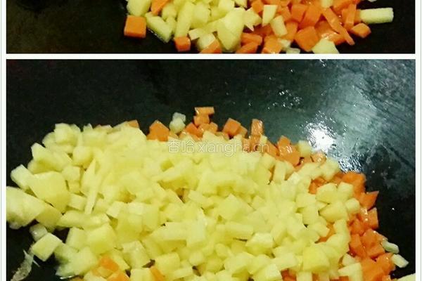 芹菜土豆胡萝卜丁的做法图解6