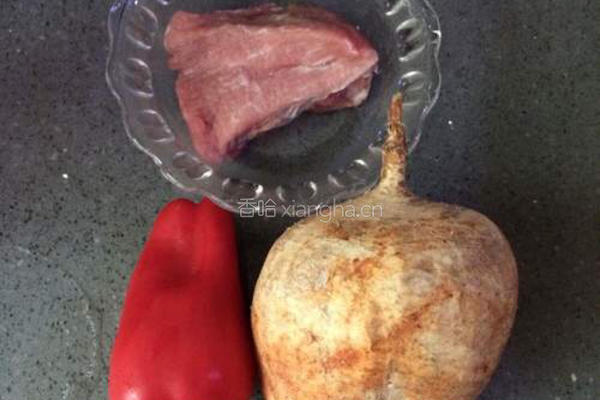 凉薯炒肉片的做法图解1