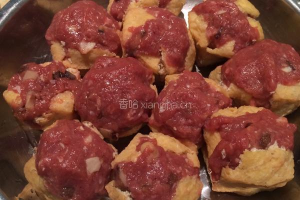 火鸡肉酿豆腐的做法图解4