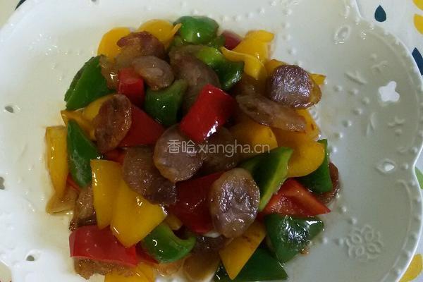 彩椒炒香肠的做法图解5