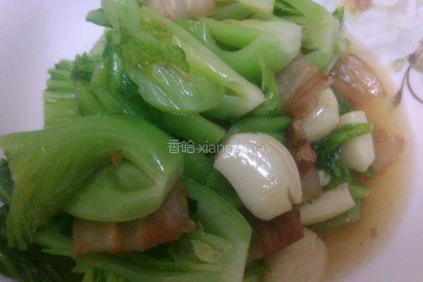 拍蒜猪油渣炒芥菜胆的做法图解7