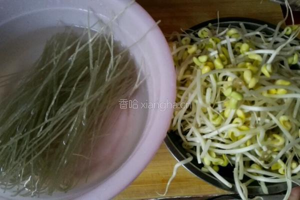 黄豆芽炖粉条的做法图解1