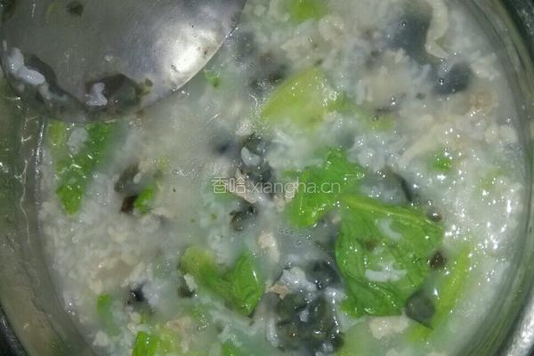 皮蛋瘦肉青菜粥的做法图解4