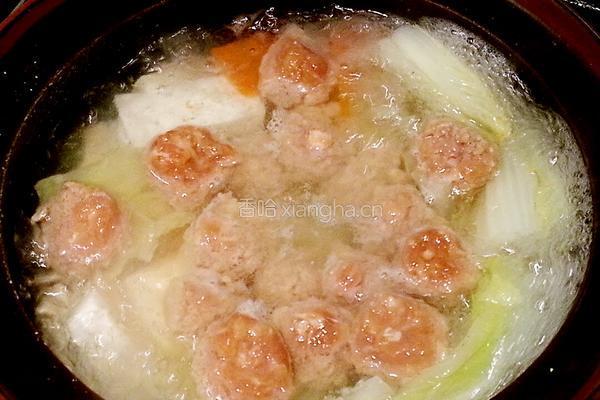 白菜豆腐汆丸子的做法图解4