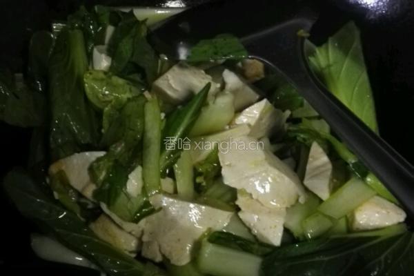 油菜烧豆腐的做法图解6