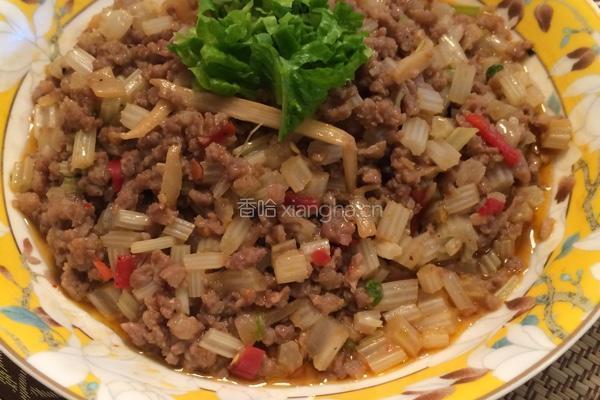 酸笋芹菜牛肉末的做法图解9