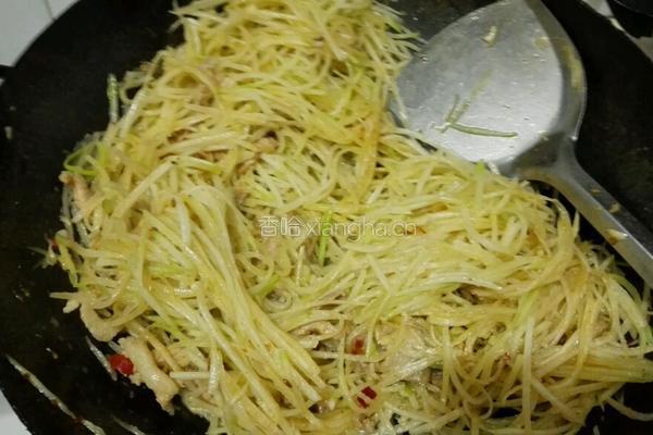 白萝卜炒肉丝的做法图解4