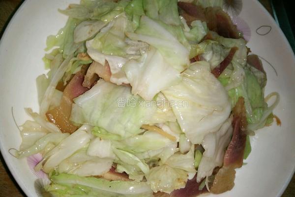 腊肉手撕包菜的做法图解4