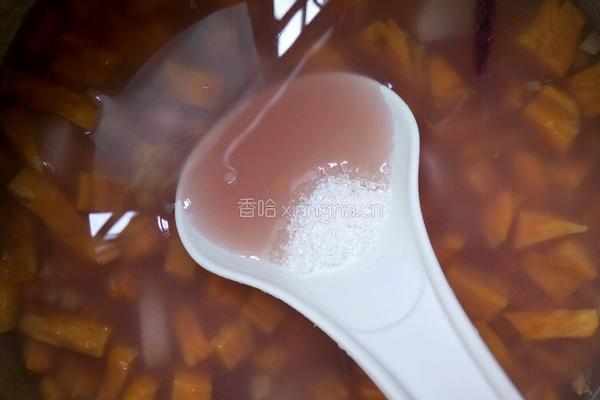 糯米姜糖黄紫薯淮山粥的做法图解4