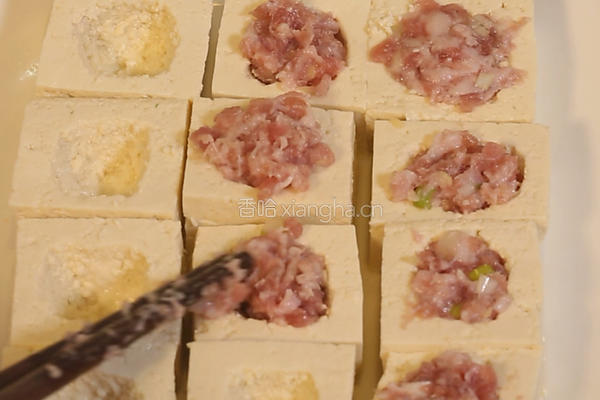 肉馅酿豆腐的做法图解4