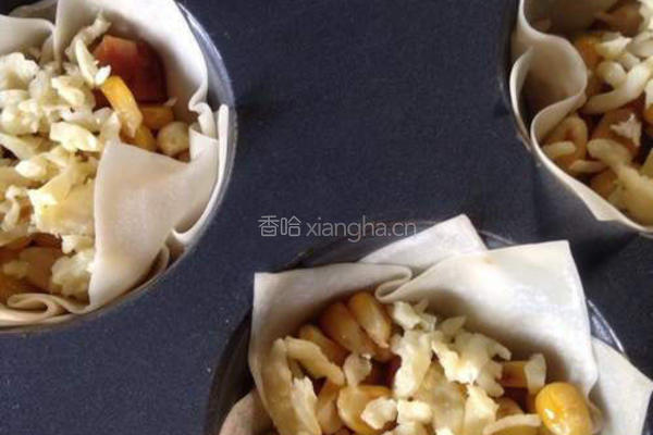 玉米火腿蛋奶塔的做法图解9