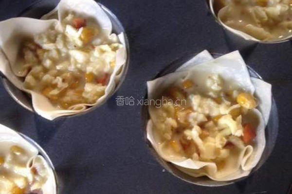 玉米火腿蛋奶塔的做法图解10