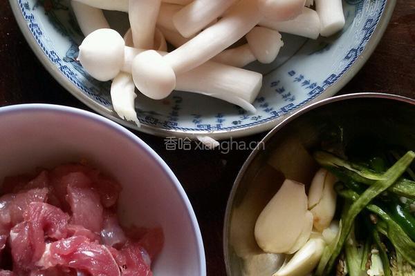 蚝油海鲜菇炒猪肉里脊的做法图解1