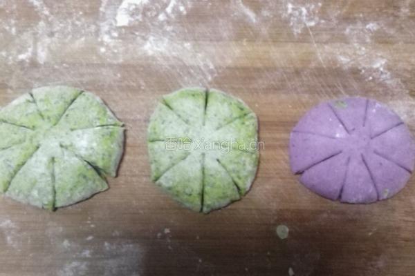 太阳花彩色馒头的做法图解6