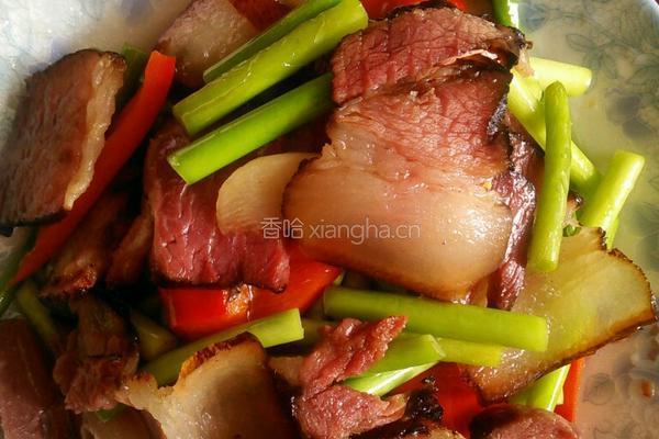 蒜苔炒腊肉的做法图解8