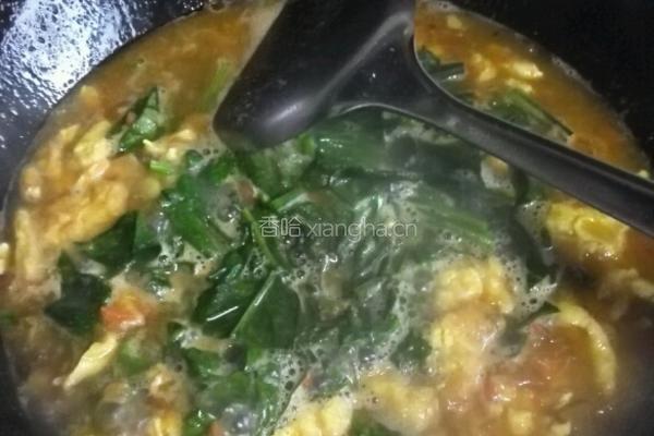 鸡蛋西红柿菠菜汤面的做法图解12