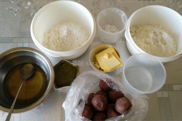 抹茶豆沙酥的做法图解1