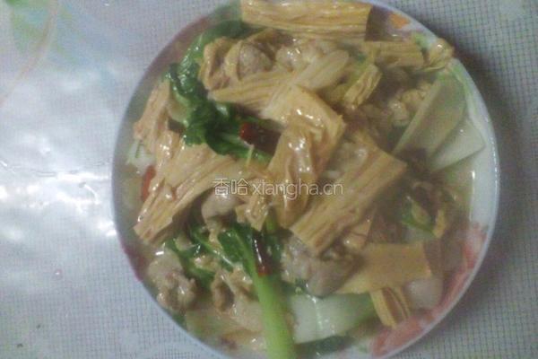 腐竹烧青菜的做法图解5