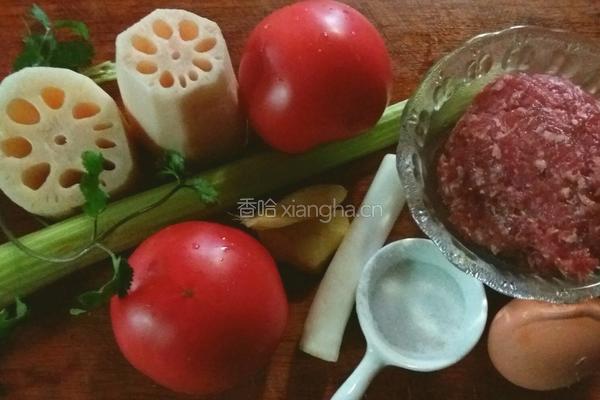 莲藕蕃茄牛肉丸（私房菜）的做法图解1