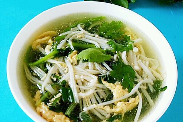西洋菜金针菇蛋花汤的做法图解8