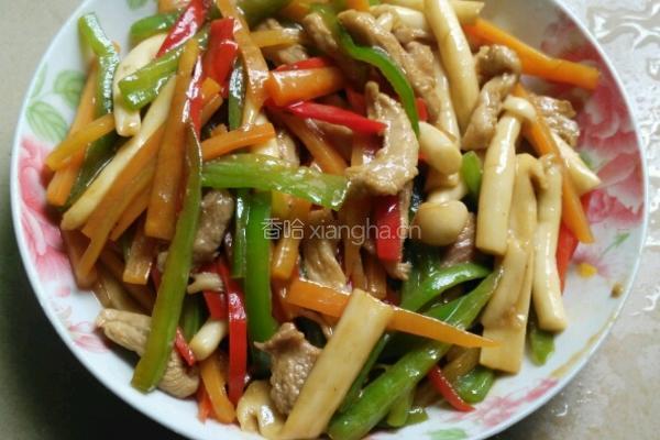 双丝白玉菇炒肉丝
