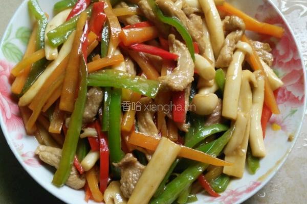 双丝白玉菇炒肉丝的做法图解8