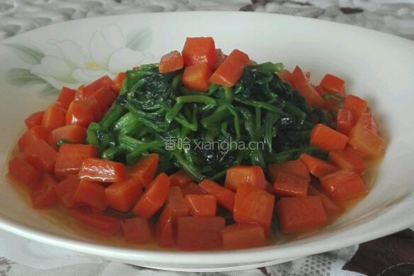 胡萝卜炒菠菜的做法图解11