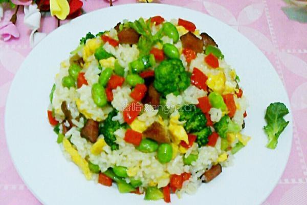 彩蔬腊味炒饭的做法图解13