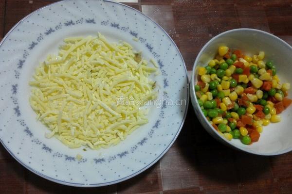 火腿杂蔬焗饭(微波炉版)的做法图解1