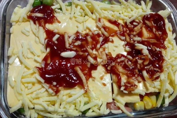 火腿杂蔬焗饭(微波炉版)的做法图解4
