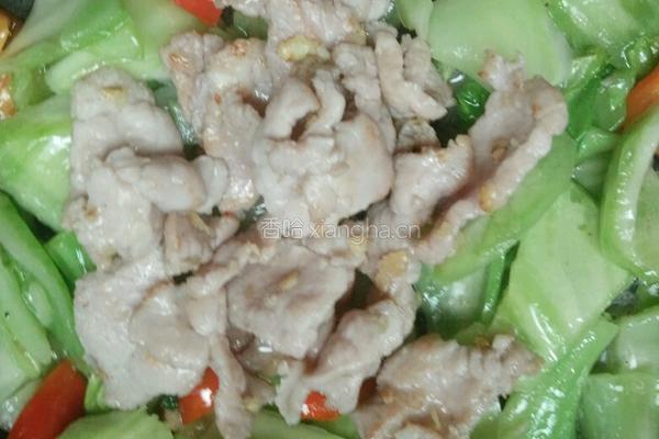 肉片炒包心芥菜的做法图解7