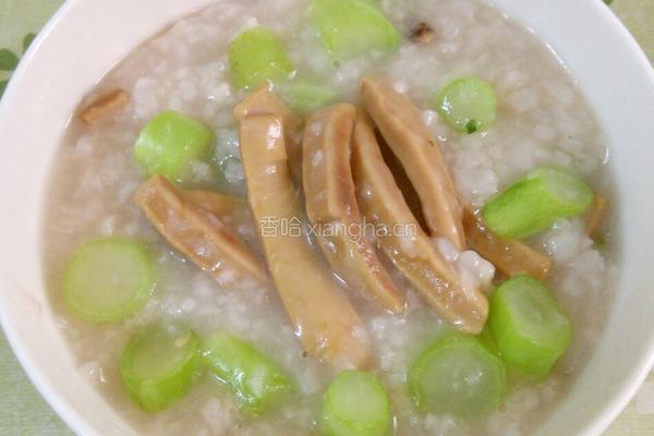 鱿鱼干菜心粒粥的做法图解5