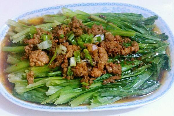 肉酱汁浇麦菜的做法图解11