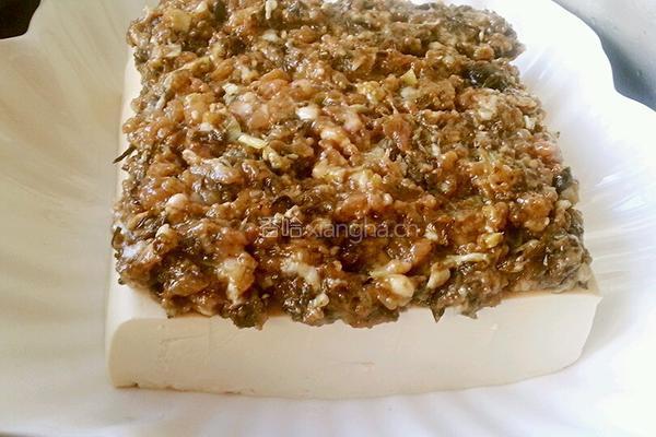 橄榄菜肉末蒸豆腐的做法图解5