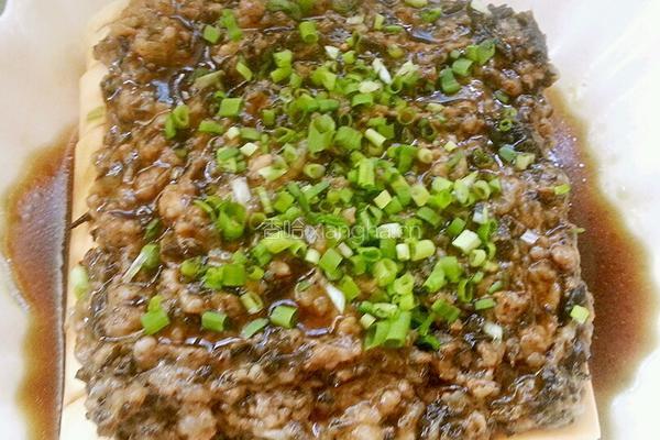 橄榄菜肉末蒸豆腐的做法图解7