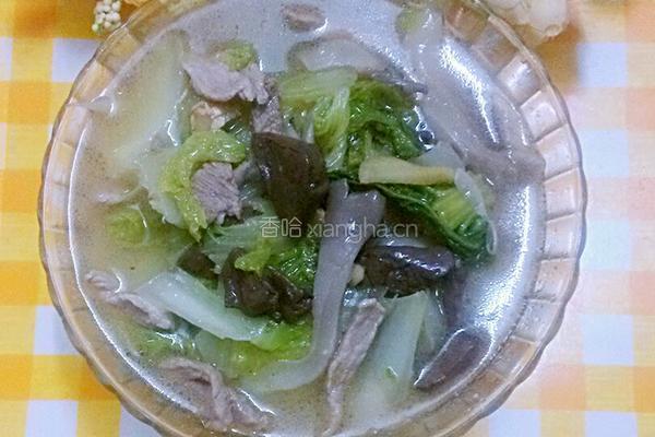 平菇白菜鸡血汤