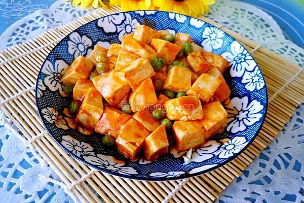 番茄豌豆烧豆腐的做法图解7