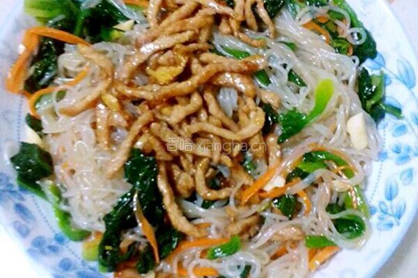 肉丝菠菜粉的做法图解4