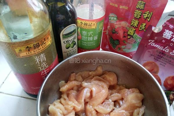 甜辣茄汁鸡片的做法图解2