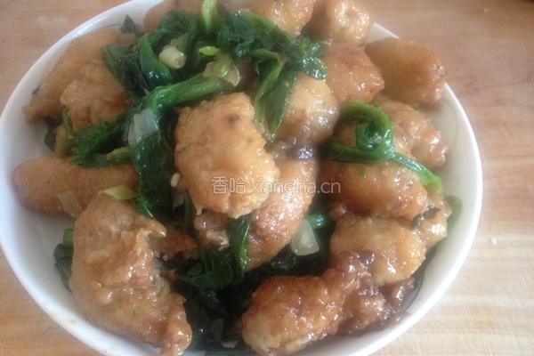 菠菜烧丸子