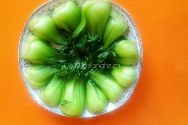 虾仁扒油菜的做法图解4