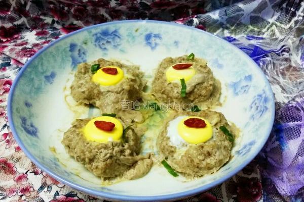 太阳蛋蒸肉丸的做法图解6