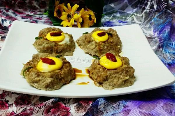 太阳蛋蒸肉丸的做法图解7