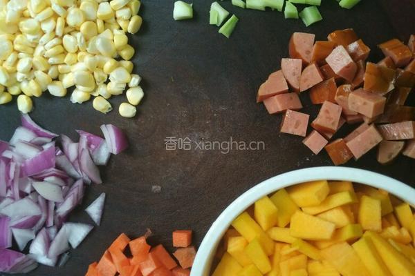 芝士什蔬焗南瓜泥的做法图解2