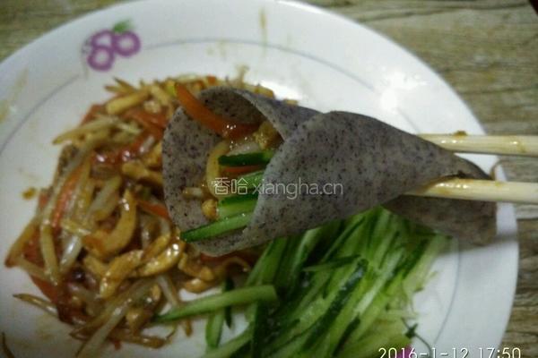 黑米卷饼-鸡丝豆芽馅的做法图解24