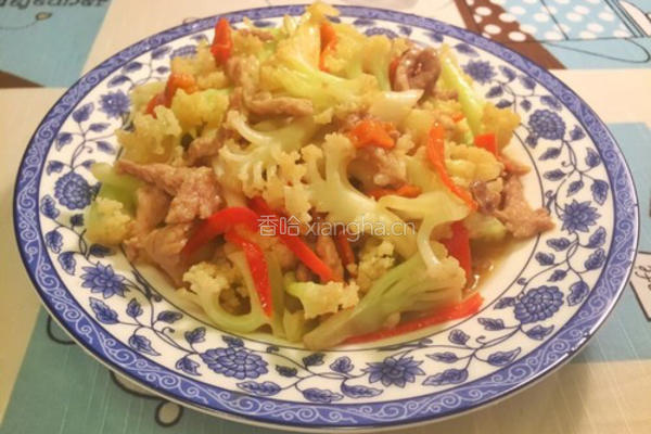 有机花菜炒肉的做法图解15