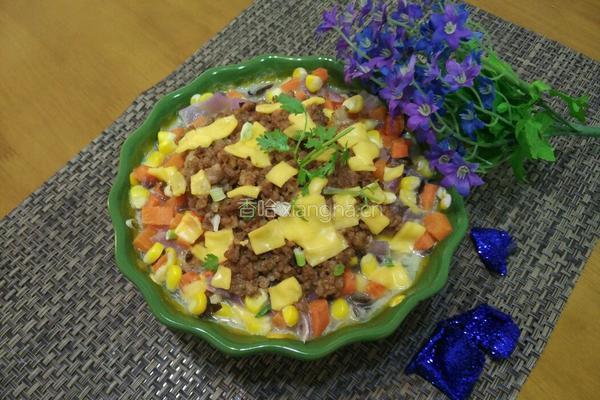 芝士肉末焗什蔬